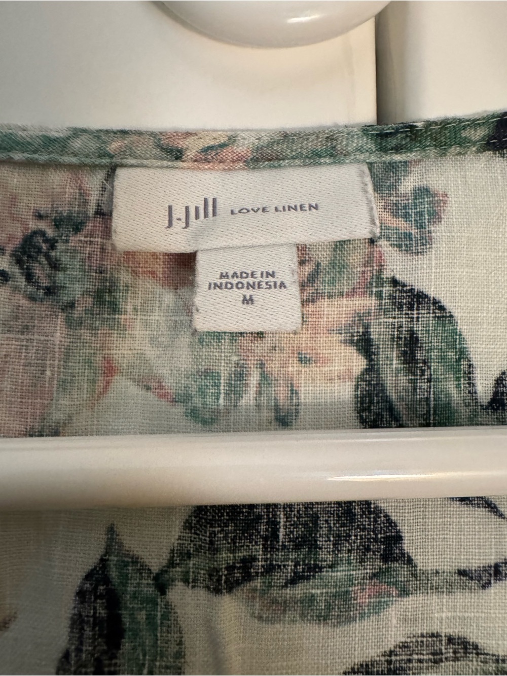J. Jill Floral V-Neck Midi Dress in Pink, Green & Cream - Picture 2 of 4